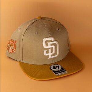 San Diego Padres 40th Anniversary Snapback Hat ‘47 Brand MLB Khaki Gold